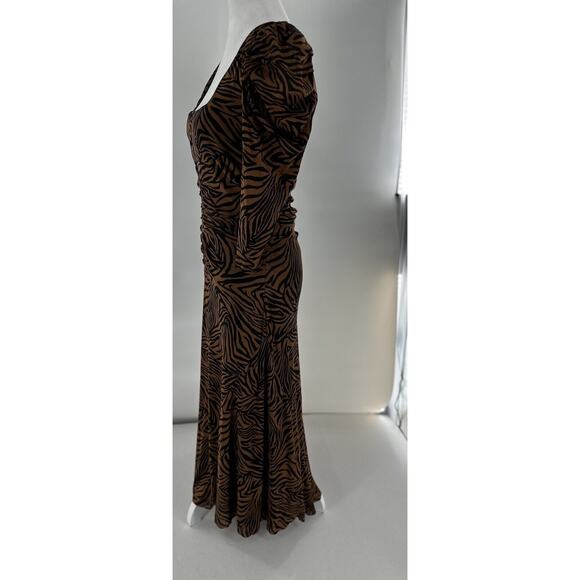 Diane Von Furstenberg Maxi Dress Sz M Animal Print Mesh Rouched Party Event - Picture 6 of 16